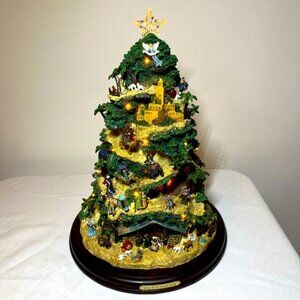 Thomas Kinkade Table Top Lighted Nativity Tree Glory to the Newborn King Works